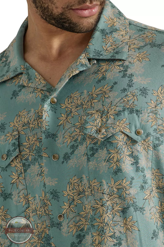 Wrangler Mens XL Teal Print Coconut Cowboy Shirt