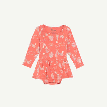 Wrangler Infant Desert Icons Skirted Bodysuit (Coral) Size 12M