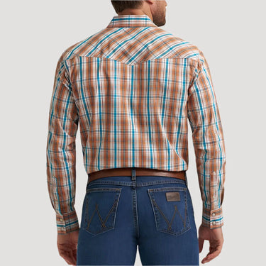 Wrangler Men's 20X® Competition Western Shirt (Rustic Brown Madras) Size L