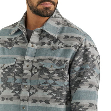 Wrangler Men's Retro Aztec Modern Fit Snap Front Shirt (Blue) Size XXL