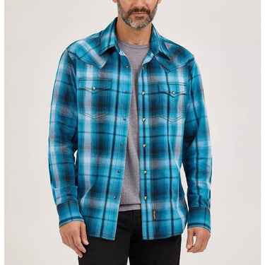 Wrangler Men's Retro Premium Western Plaid Shirt (Deep River) Size XL