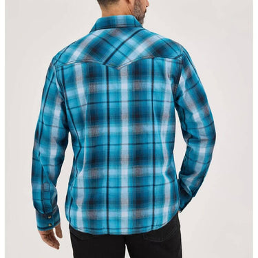 Wrangler Men's Retro Premium Western Plaid Shirt (Deep River) Size XL