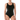 Krinkle Chlorine Resistant Cross Back One Piece Swimsuit - Black Size 12