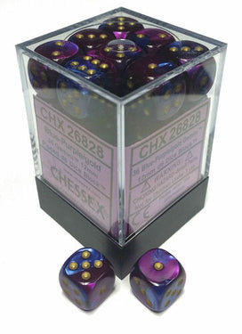 Chessex Dice: Gemini D6 12mm Blue-Purple/gold (36)
