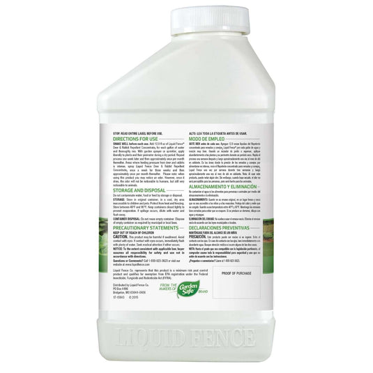 Liquid Fence Animal Repellent Liquid For Deer and Rabbits 32 oz