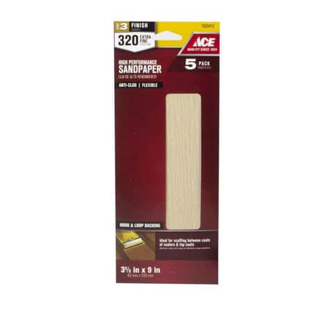 Ace 9 in. L X 3.66 in. W 320 Grit Aluminum Oxide Sanding Sheet 5 pk