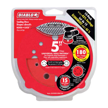 Diablo 5 in. Ceramic Blend Hook and Lock Sanding Disc 180 Grit Very Fine 15 pk