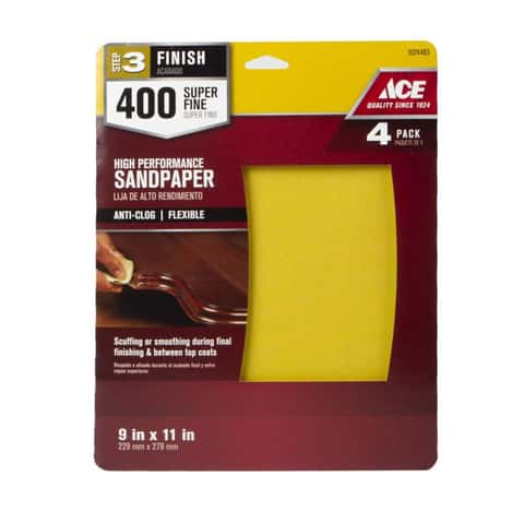 Load image into Gallery viewer, Ace 11 in. L X 9 in. W 400 Grit Aluminum Oxide All Purpose Sandpaper 4 pk
