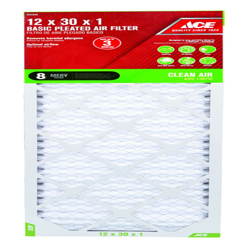 Load image into Gallery viewer, Ace 12 in. W X 30 in. H X 1 in. D Synthetic 8 MERV Pleated Air Filter 1 pk
