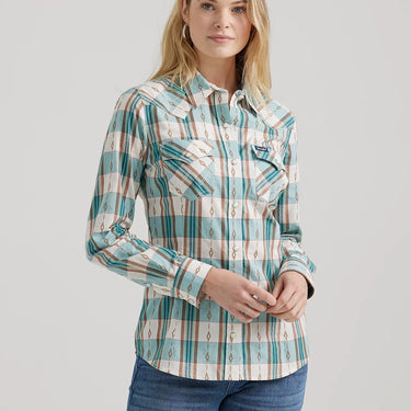 Wrangler Women's Snap Front Shirt (Teal) Size L