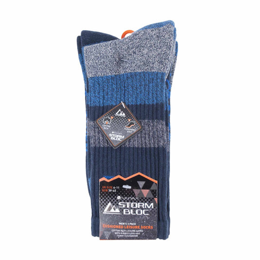 Storm Valley - 3 Pack Mens Cushion Sole Lightweight Breathable Cotton Hiking Socks