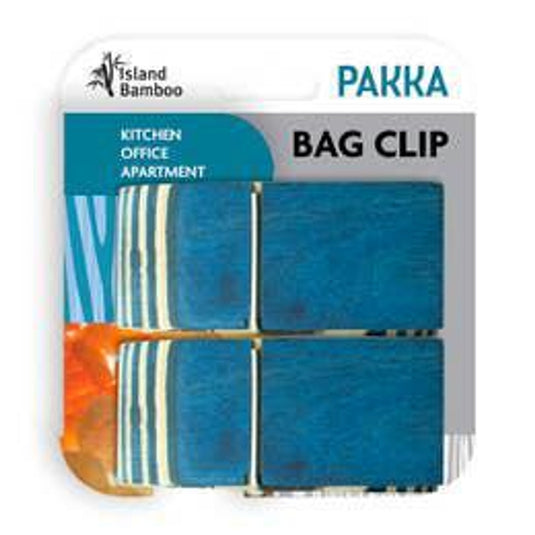 Island Bamboo - 4" Blue Pakka Bag Clip - 2 Pack Carded
