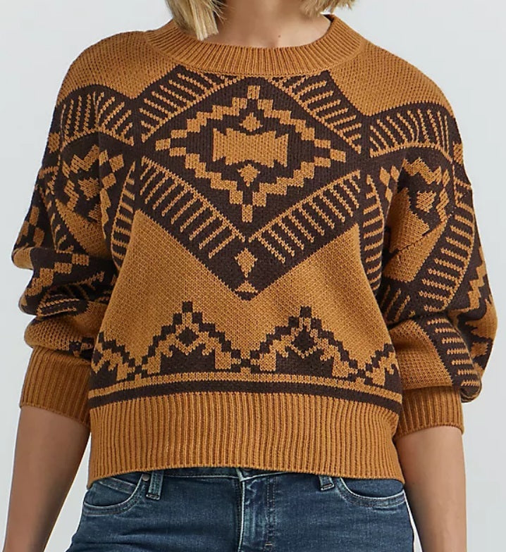 Load image into Gallery viewer, Wrangler Womens XXL Retro Southwestern Pullover Sweater - Jewel Brown
