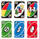 Six UNO Teams action cards including wild, skip, reverse and draw two cards