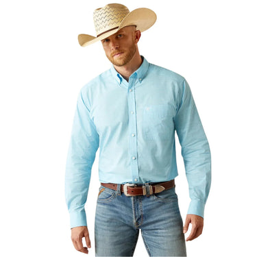 Ariat Men's Solid Slub Button Down Western Shirt (Light Blue) Size XL