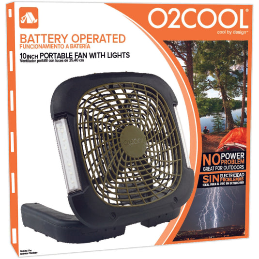 O2Cool 12.01 in. H X 10 in. D 2 speed Portable Camping Fan With Lights