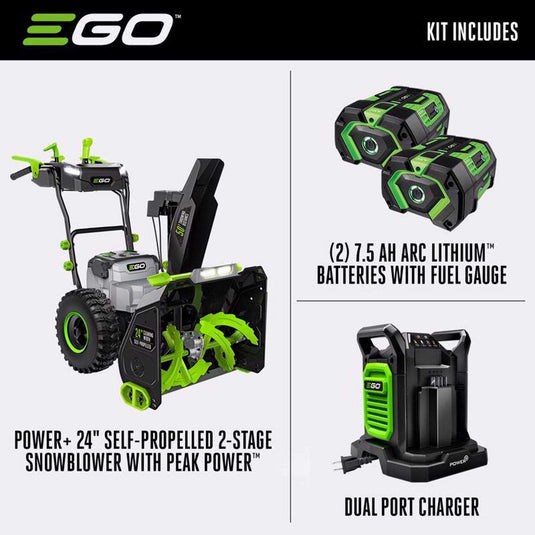 EGO Power+ Power 24 in. Two stage 56 V Battery Snow Blower Kit (Battery & Charger) W/ TWO 7.5 AH BATTERIES