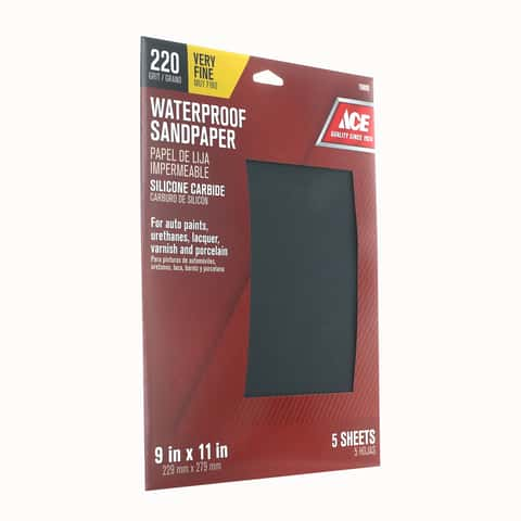 Load image into Gallery viewer, Ace 11 in. L X 9 in. W 220 Grit Silicon Carbide Waterproof Sandpaper 5 pk
