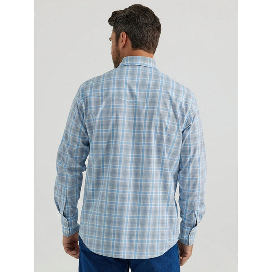 Wrangler Mens XL Wrinkle Resist Blue Plaid Shirt