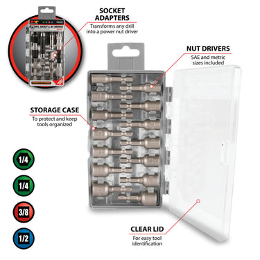 Performance Tool 21 pc. Socket, Bit & Nut Driver Set