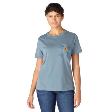 Carhartt Women's Irvine Relaxed Bethany Yellowtail T-Shirt (Iron Blue) Size S
