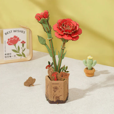 Red Carnation 3D Wooden Puzzle