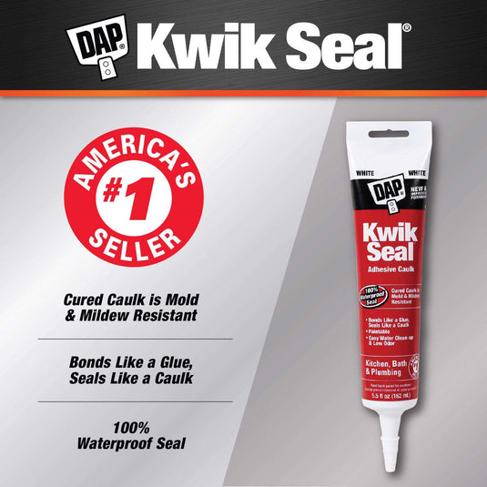 DAP Kwik Seal White Acrylic Latex Kitchen and Bath Adhesive Caulk 5.5 oz