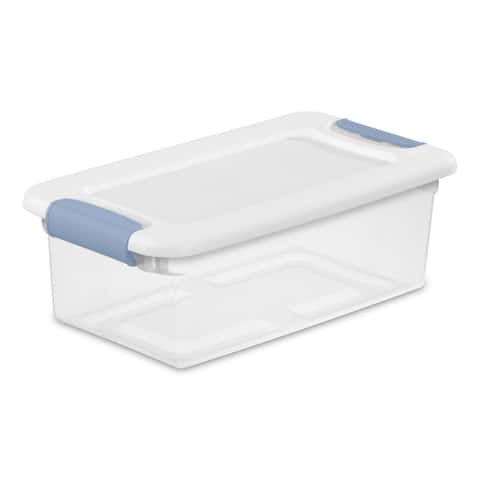 Sterilite 6 qt Clear/White Latch Storage Box 4-7/8 in. H X 14-1/8 in. W X 7-5/8 in. D Stackable