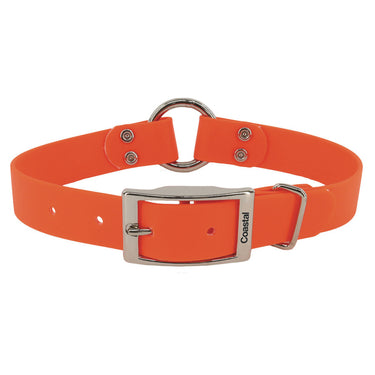 Coastal Water & Woods Waterproof Dog Collar w/Center Ring (Orange) Size 18"