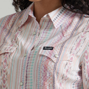 Wrangler Women's Retro Aztec Snap Shirt (Pink) Size XXL