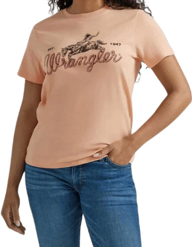 Load image into Gallery viewer, Wrangler Womens S Western Graphic Boyfriend Tee - Peach Whip
