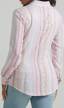 Wrangler Women's Retro Aztec Snap Shirt (Pink) Size XXL