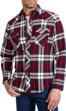 Wrangler Plaid Heavy Brushed Flannel Western Shirt (Red) Size XLT