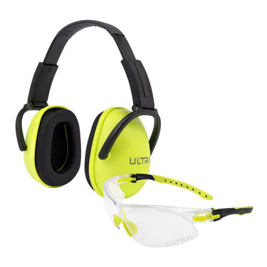 ULTRX Sound Blocker Youth Ear and Eye Protection Combo (Lime)