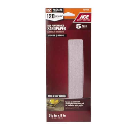 Load image into Gallery viewer, Ace 9 in. L X 3.66 in. W 120 Grit Aluminum Oxide Sanding Sheet 5 pk
