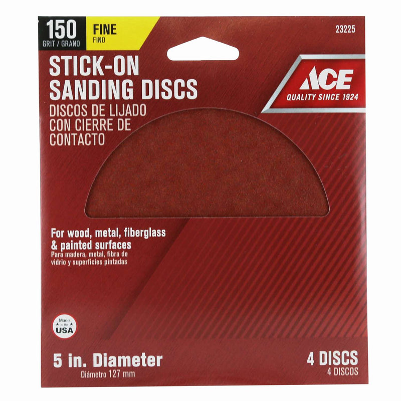 Load image into Gallery viewer, Ace 5 in. Aluminum Oxide Adhesive Sanding Disc 150 Grit Fine 4 pk
