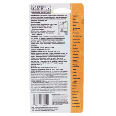 Gorilla Clear Silicone All Purpose Sealant 2.8 oz