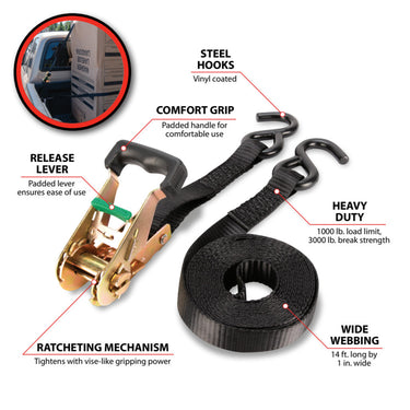 Performance Tool 1" X 14' Ratcheting Tie Down Strap