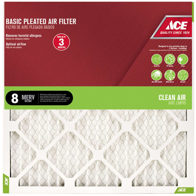 Load image into Gallery viewer, Ace 12 in. W X 20 in. H X 1 in. D Synthetic 8 MERV Pleated Air Filter 1 pk
