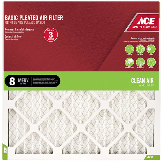 Ace 12 in. W X 20 in. H X 1 in. D Synthetic 8 MERV Pleated Air Filter 1 pk