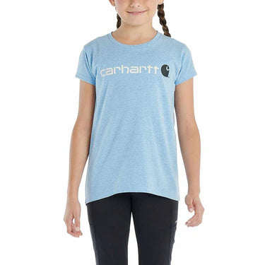 Girls' Short-Sleeve Core Logo T-Shirt (Azure Blue) Sizes XS-XL