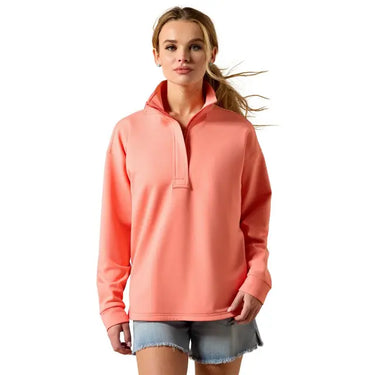 Ariat Breeze Logo 1/2 Zip Sweatshirt (Shell Pink) Size S