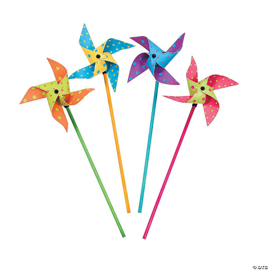 Cardboard Bright Polka Dot Pinwheels