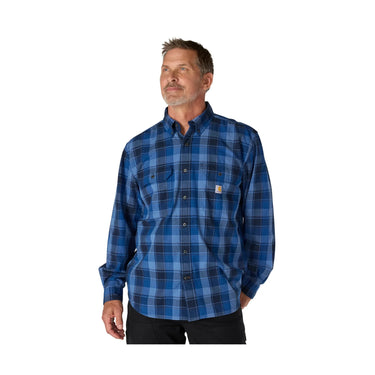 Carhartt Loose Fit Midweight Chambray Long-Sleeve Plaid Shirt (Navy) Size XXL