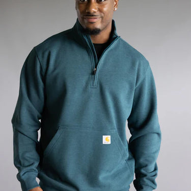 Carhartt Loose Fit Midweight Quarter-Zip Mock-Neck Sweatshirt (Greenstone) Size L