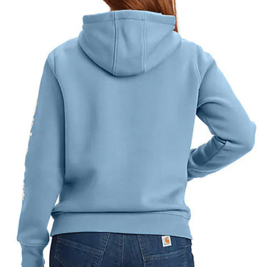 Carhartt Women's Relaxed Fit Midweight Logo Sleeve Graphic Hoodie (Pink Salmon Heather) Size 3XL