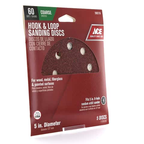 Load image into Gallery viewer, Ace 5 in. Aluminum Oxide Hook and Loop Sanding Disc 60 Grit Coarse 5 pk
