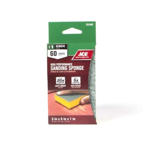 Ace 5 in. L X 3 in. W X 1 in. 60 Grit Coarse 2-Sided Sanding Sponge