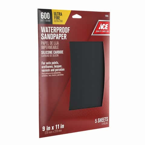 Ace 11 in. L X 9 in. W 600 Grit Silicon Carbide Waterproof Sandpaper 5 pk