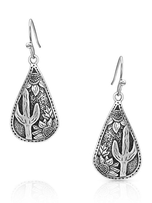 Montana Silversmiths Cradled Cactus Teardrop Earrings